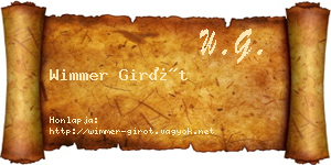 Wimmer Girót névjegykártya